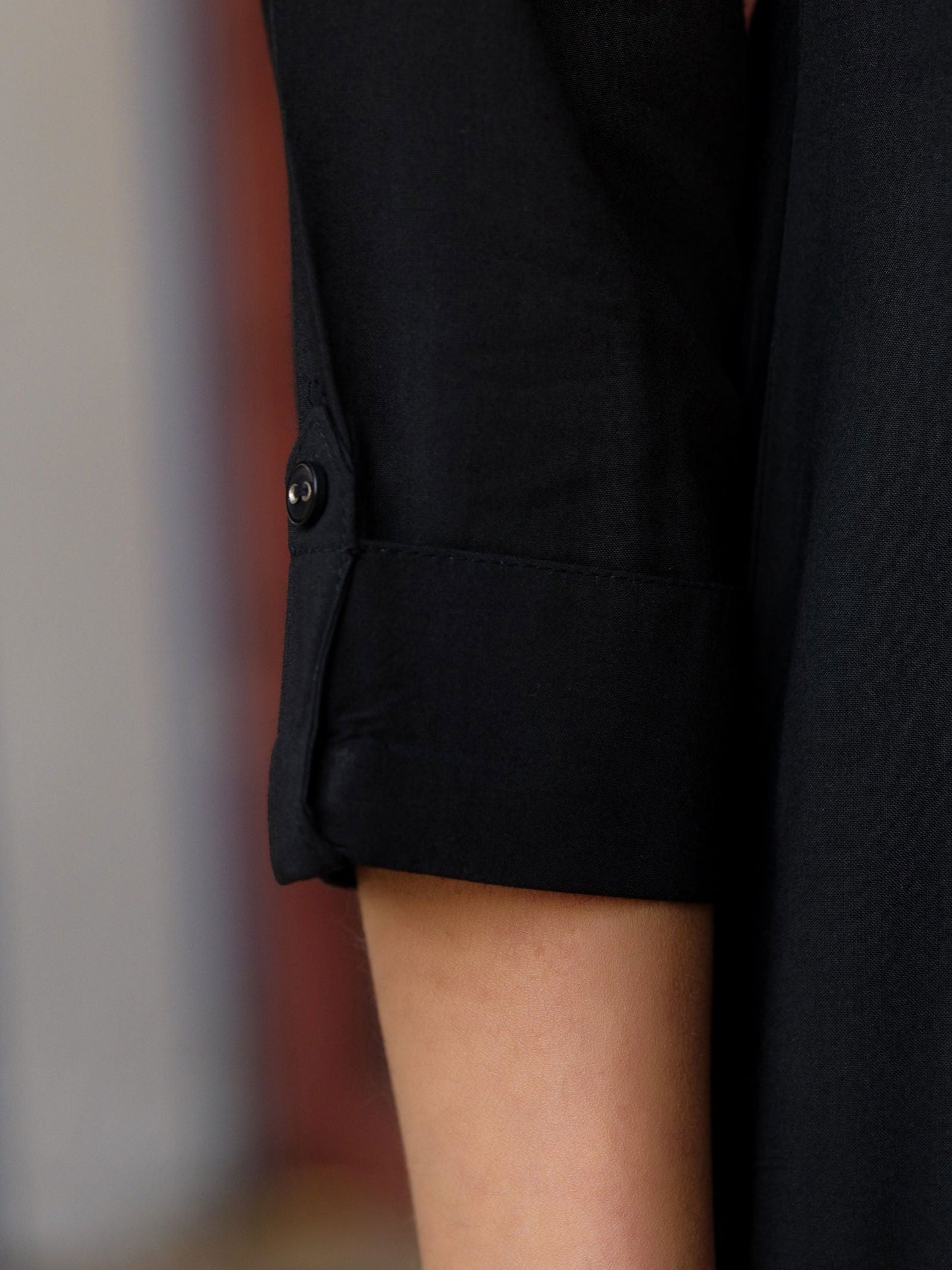 Black Solid Modal Rayon Straight Kurta With Half Placket At Front