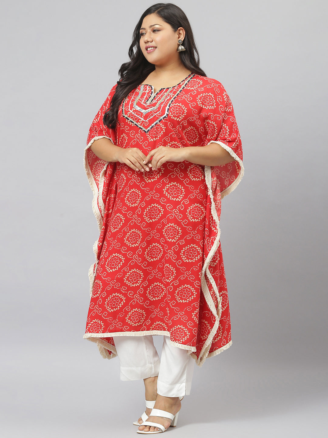 Bandhani Print Rayon Kaftan Kurta (Pre-Order)