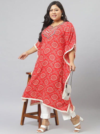 Bandhani Print Rayon Kaftan Kurta (Pre-Order)