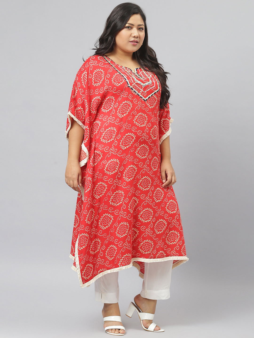 Bandhani Print Rayon Kaftan Kurta (Pre-Order)
