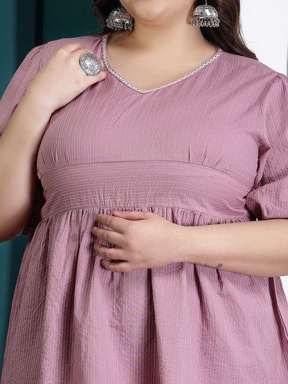 Plus Size Self Woven Kantha Cotton Co-Ord Set (Pre-Order)