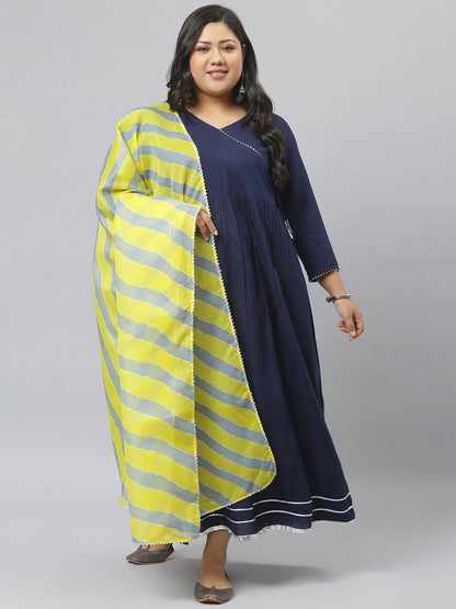 Solid Rayon Angrakha Kurta With Dupatta (Pre-Order)