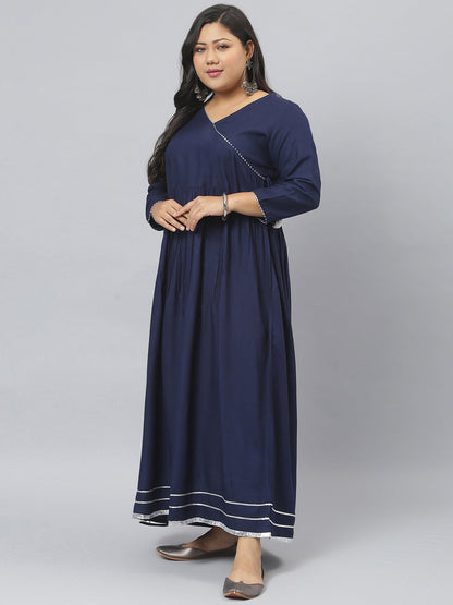 Solid Rayon Angrakha Kurta With Dupatta (Pre-Order)