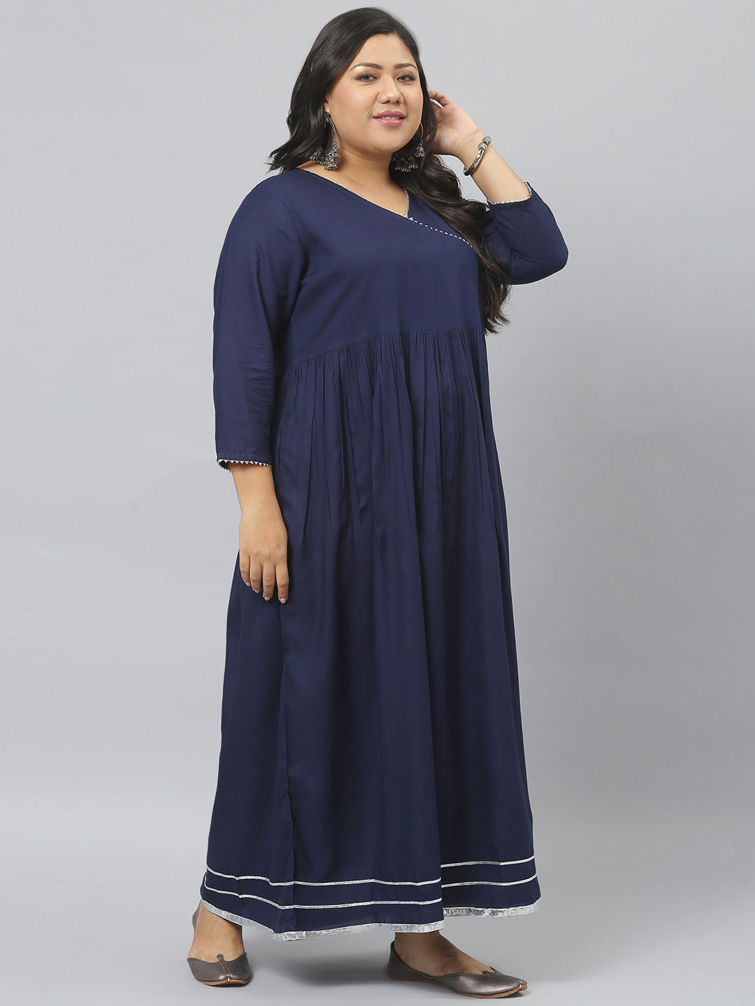Solid Rayon Angrakha Kurta With Dupatta (Pre-Order)