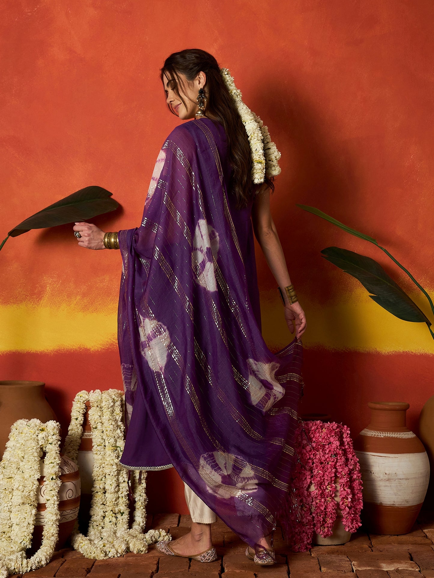 Solid & Embroidered Rayon A-Line Kurta With Dupatta