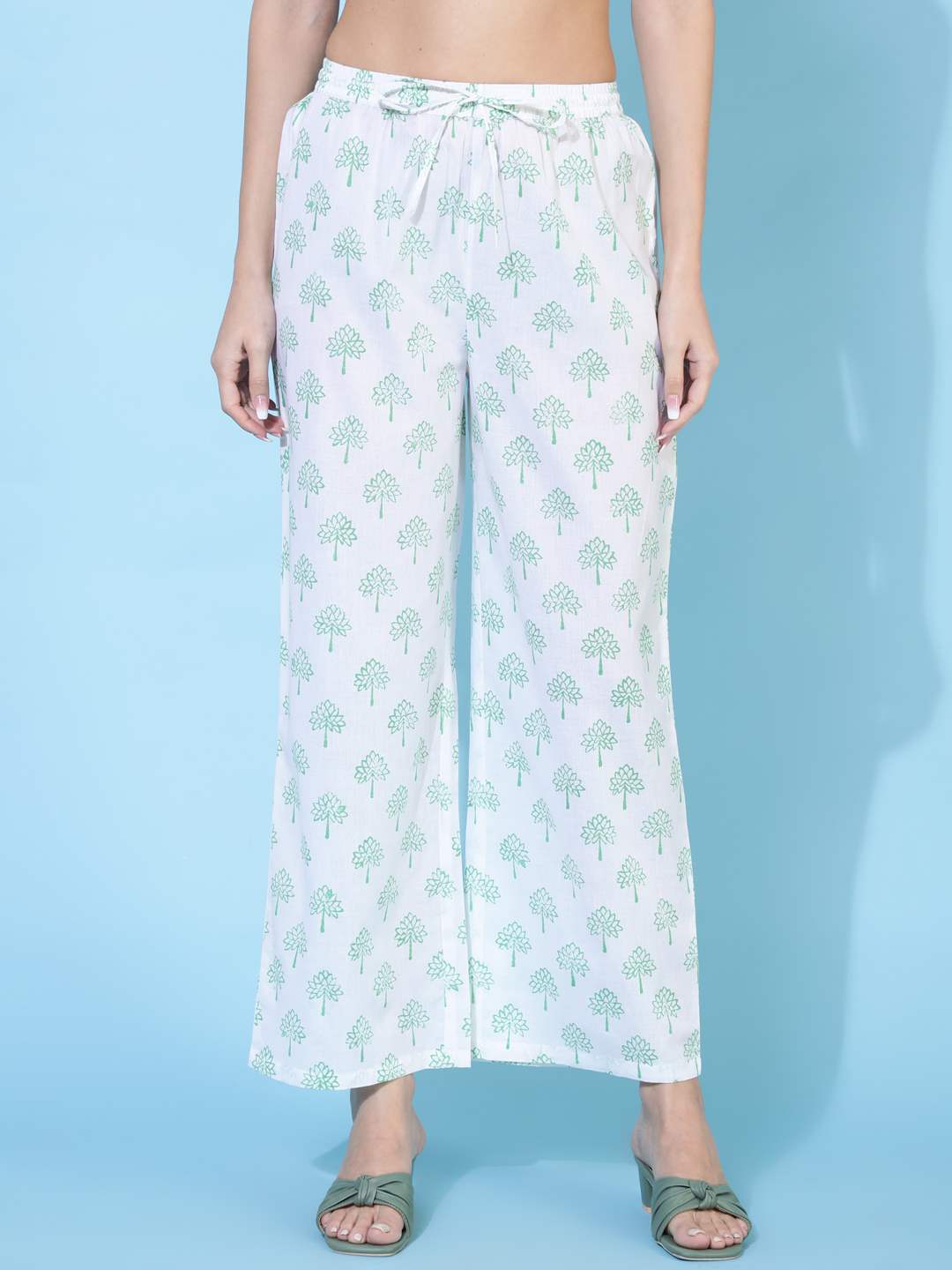 Cotton Calf Length Printed Flared 3/4 sleeves Round Neck Kurta Bottom Dupatta Set (Preorder)