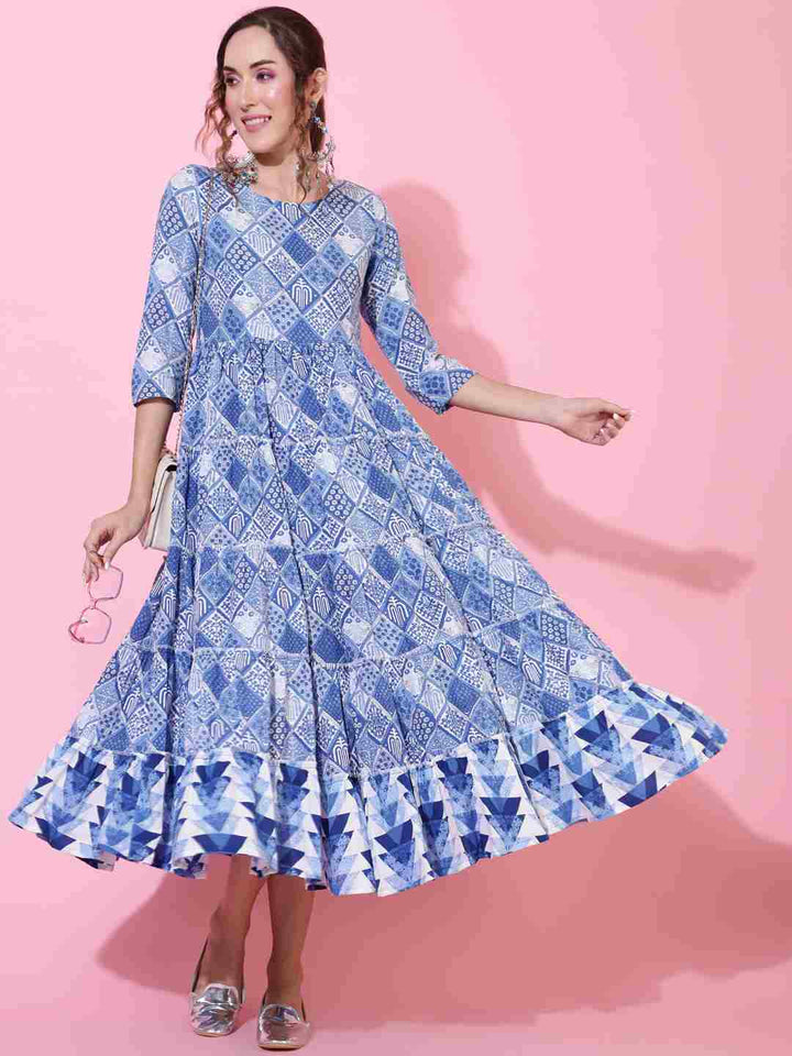 Kimayra blue rayon printed kurta – wholesale manufacturer &amp; exporter from India