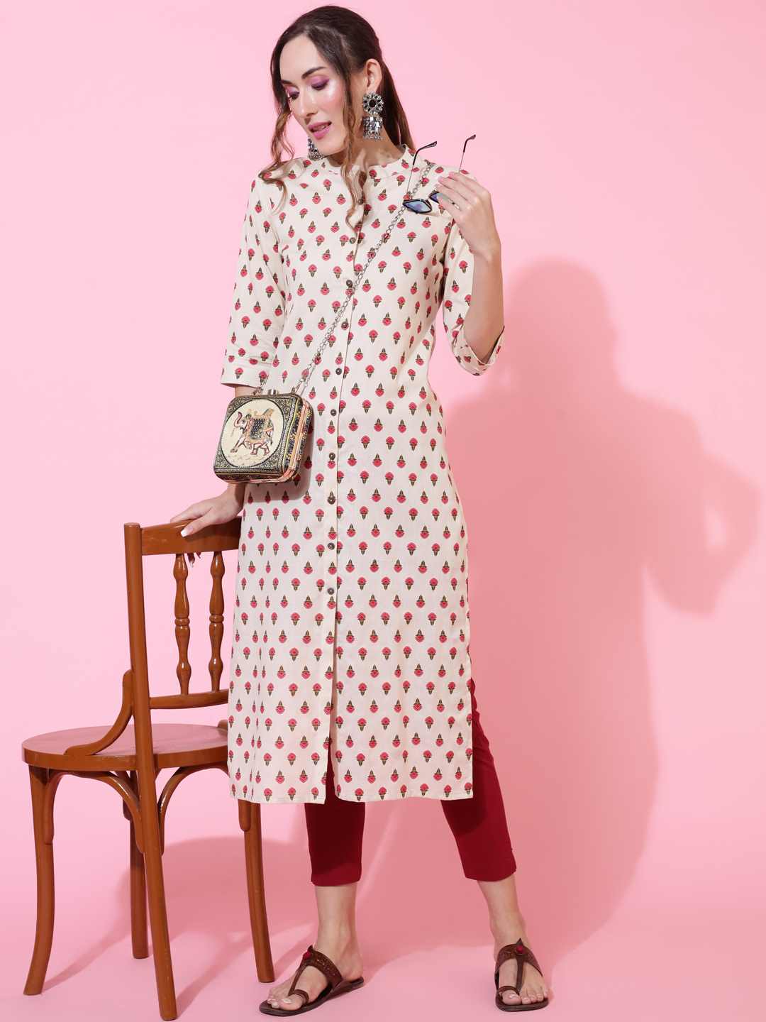 Kimayra cream cotton printed kurta – wholesale manufacturer &amp; exporter from India