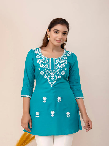 Rayon Hip Length Round Neck A-Line Top (Preorder)