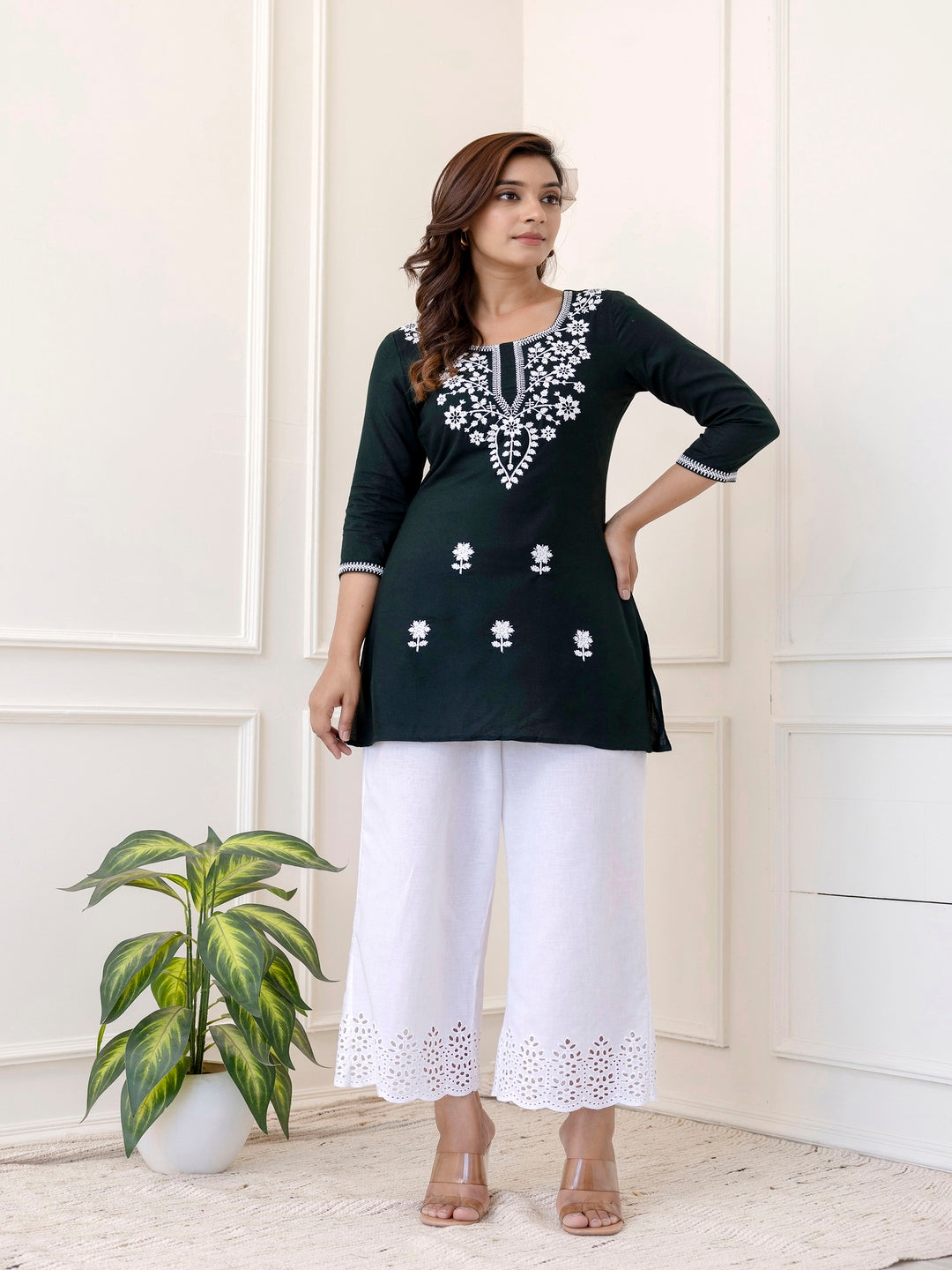 Rayon Hip Length Round Neck A-Line Top (Preorder)