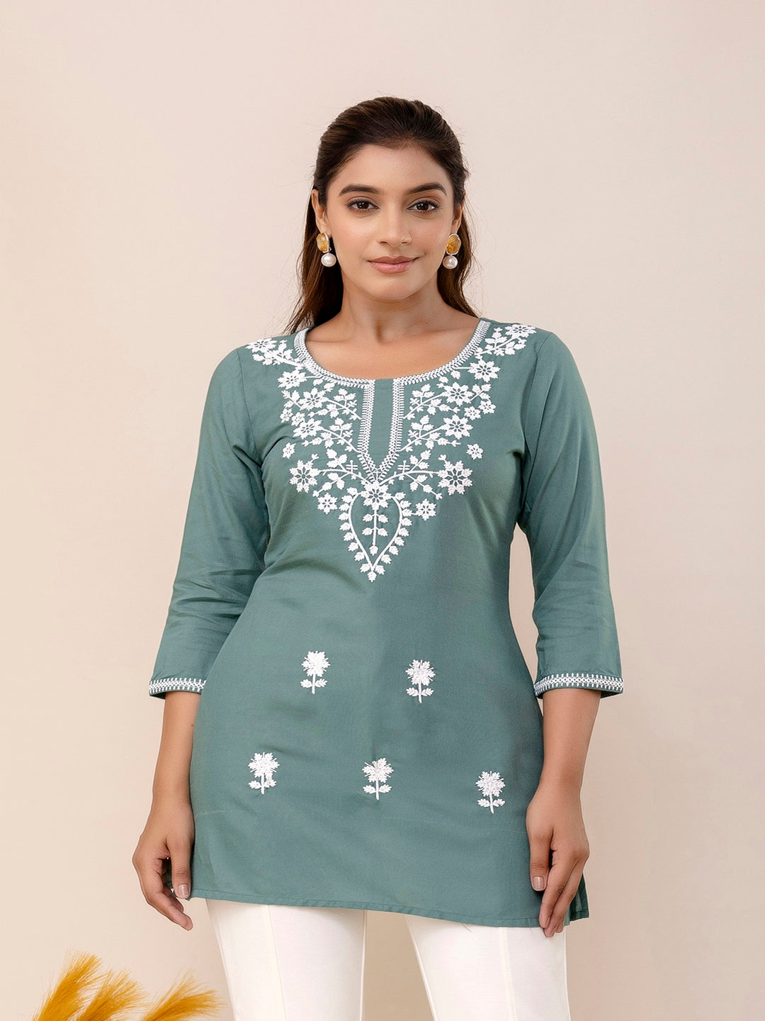 Rayon Hip Length Round Neck A-Line Top (Preorder)