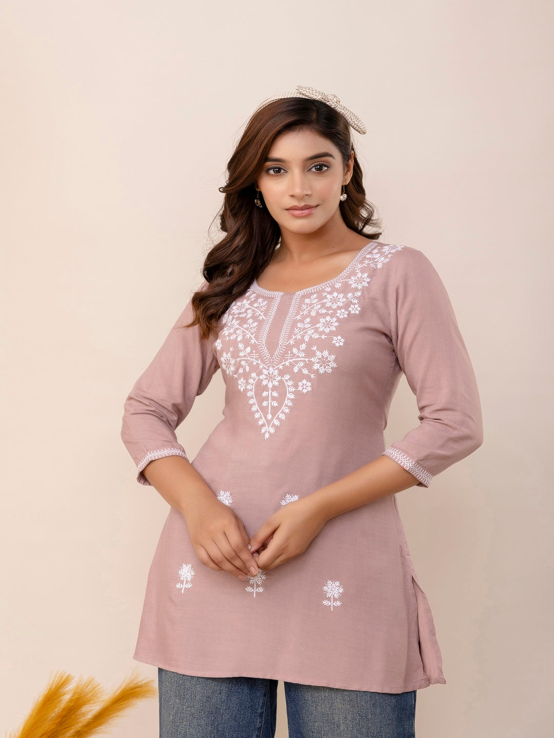 Rayon Hip Length Round Neck A-Line Top (Preorder)