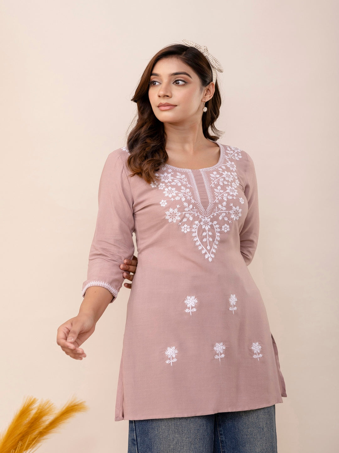 Rayon Hip Length Round Neck A-Line Top (Preorder)