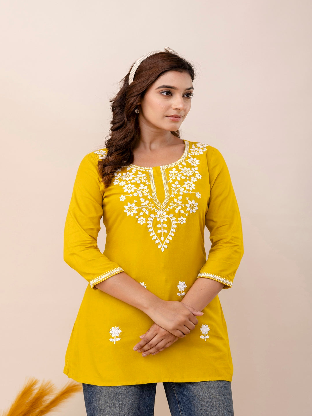 Rayon Hip Length Round Neck A-Line Top (Preorder)