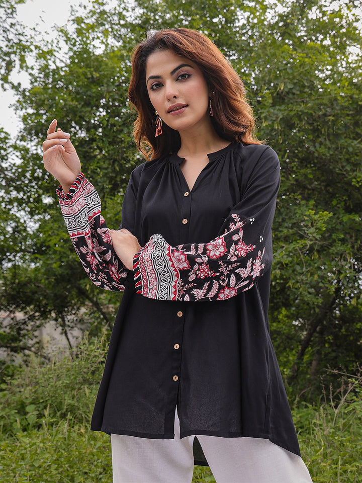 Kimayra black rayon solid top wholesale manufacturer &amp; exporter from India