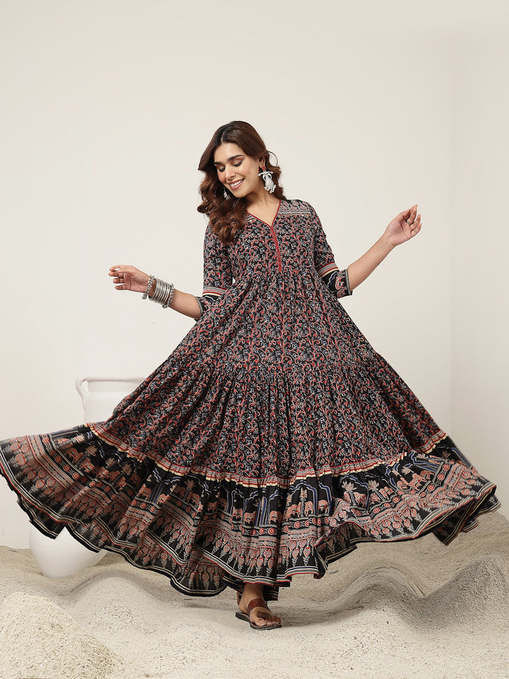 Flared Cotton Printed Kurta