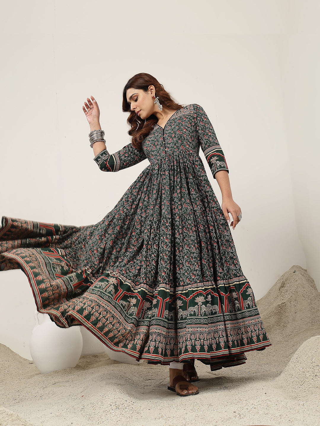 Flared Cotton Printed Kurta