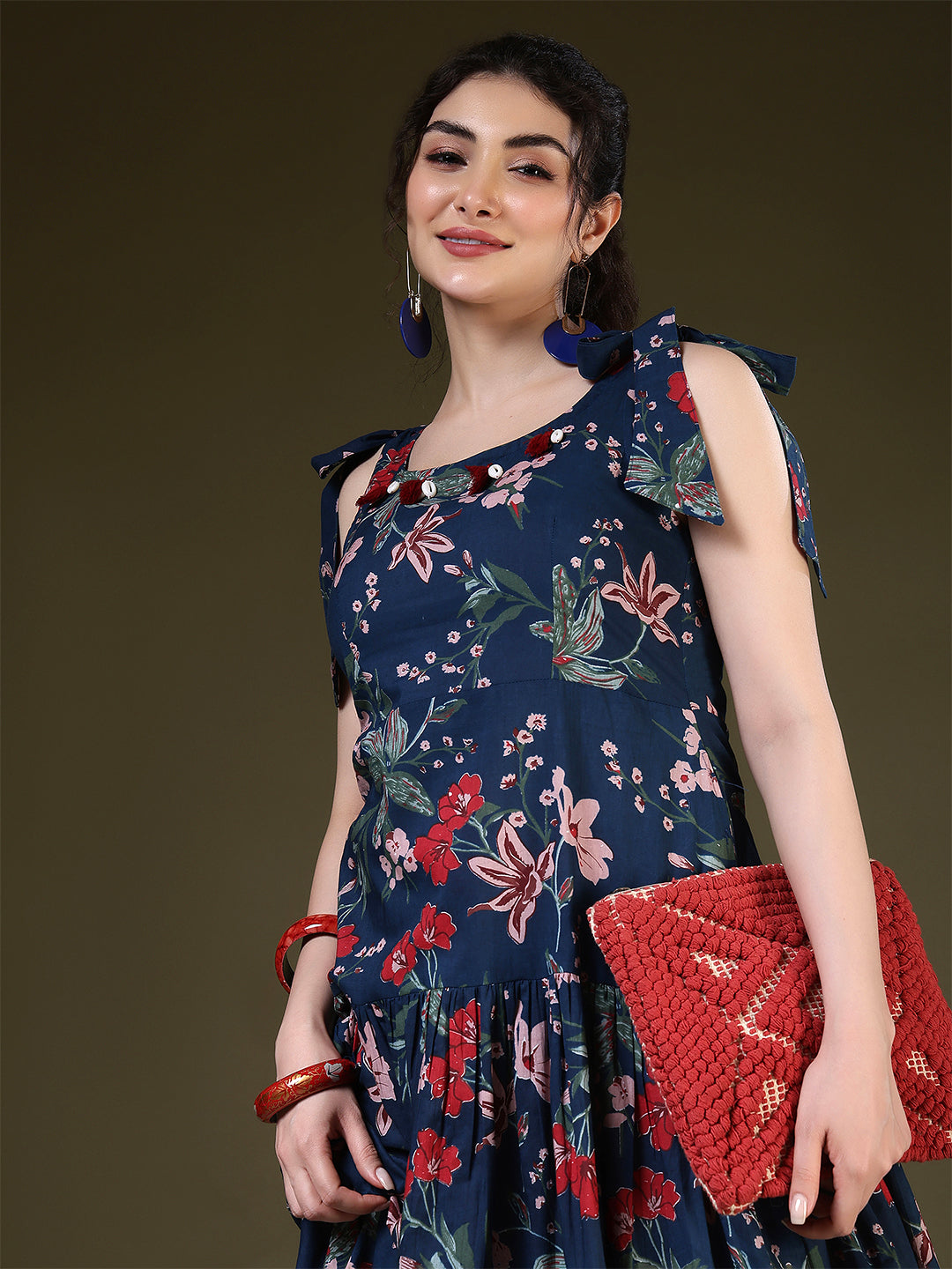 A-line Printed Pure Cotton Round Neck Kurta