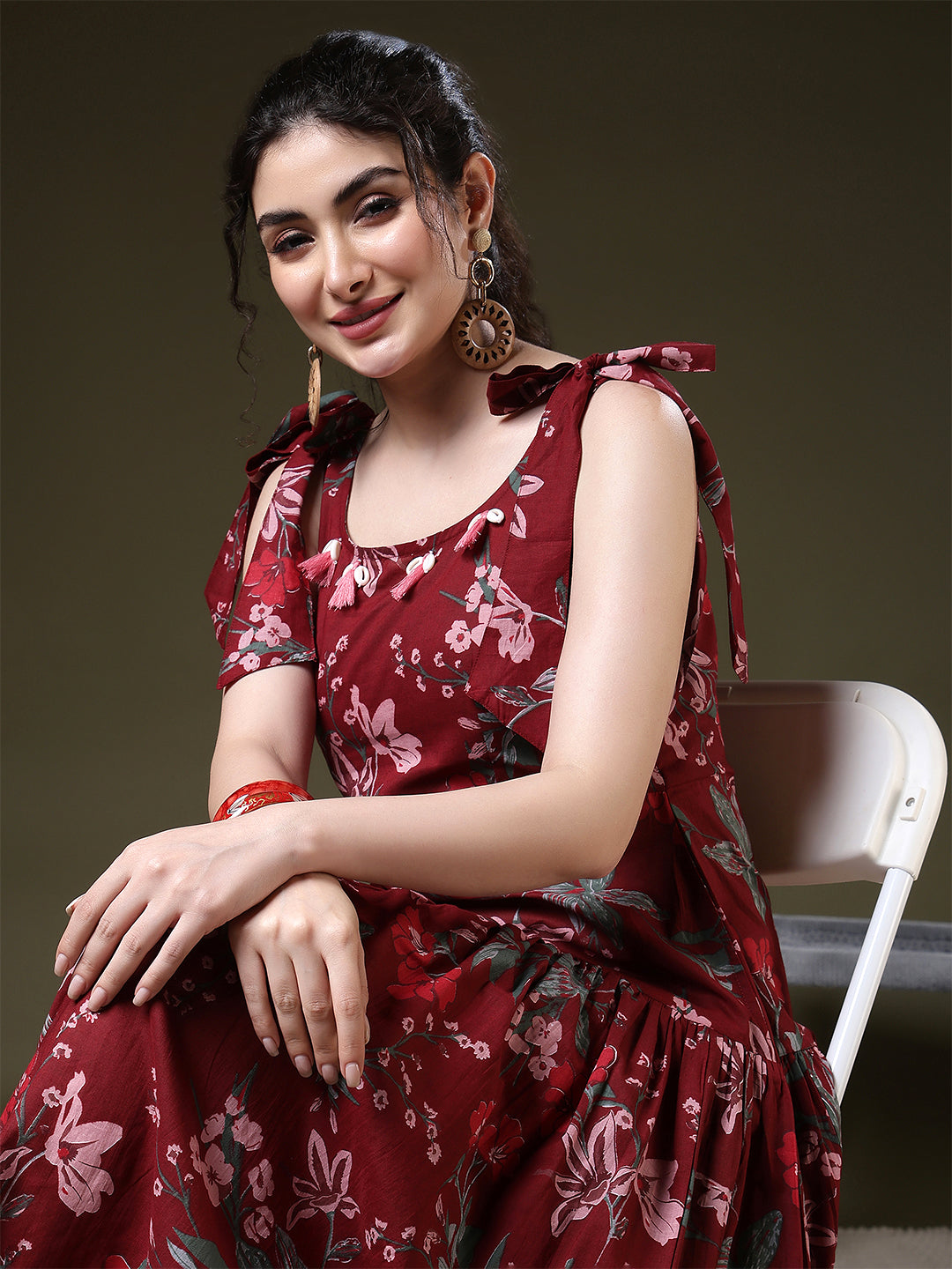 A-line Printed Pure Cotton Round Neck Kurta