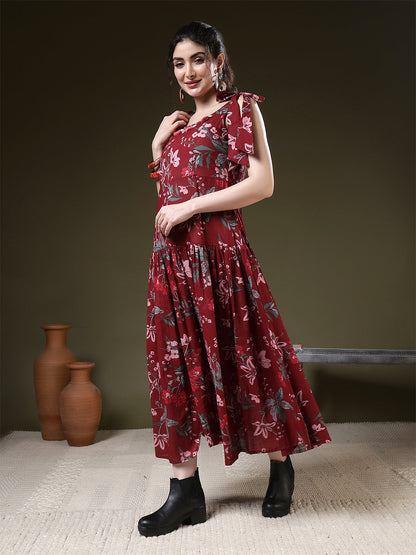 A-line Printed Pure Cotton Round Neck Kurta