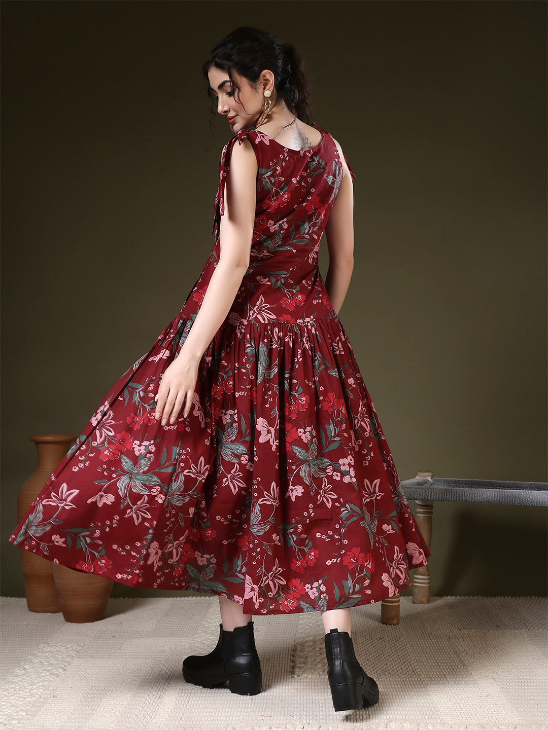 A-line Printed Pure Cotton Round Neck Kurta