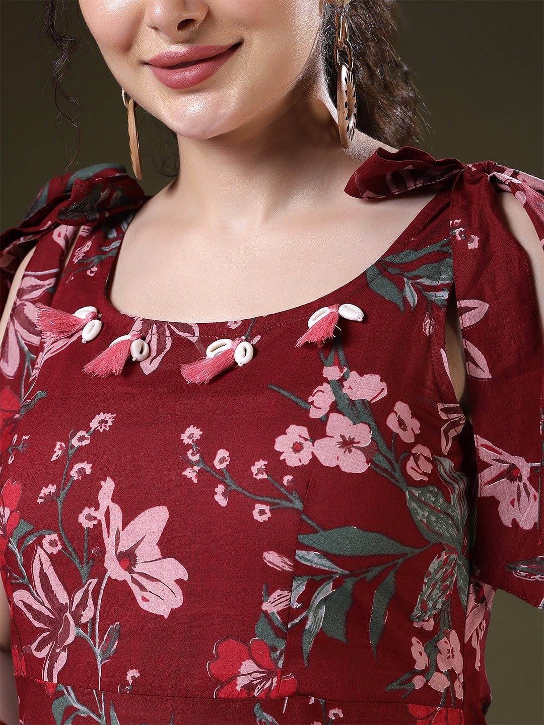 A-line Printed Pure Cotton Round Neck Kurta