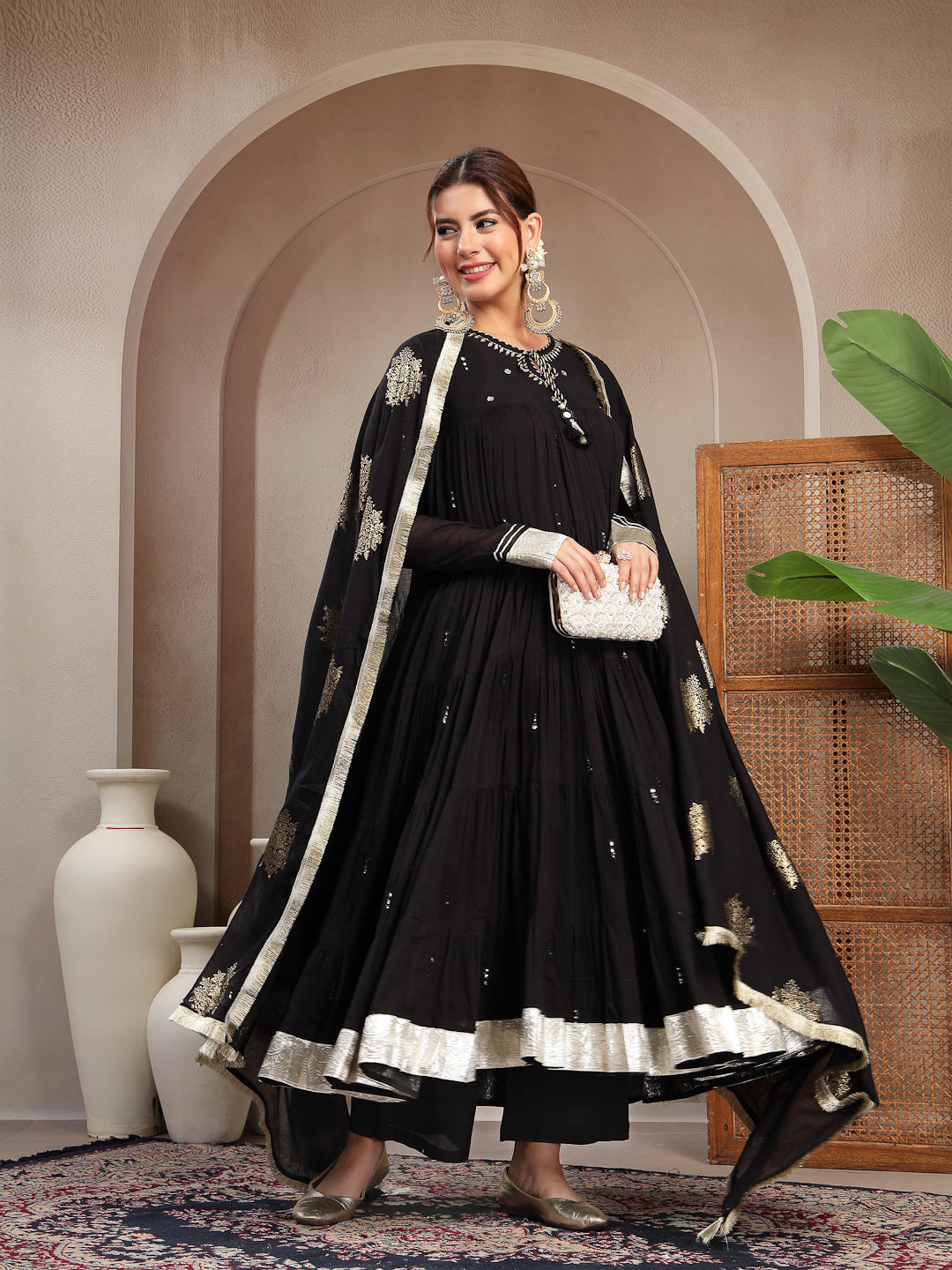 Malmal Calf Length Solid Full Sleeve Key Hole Neck Anarkali Lining Kurta Suit With Dupatta