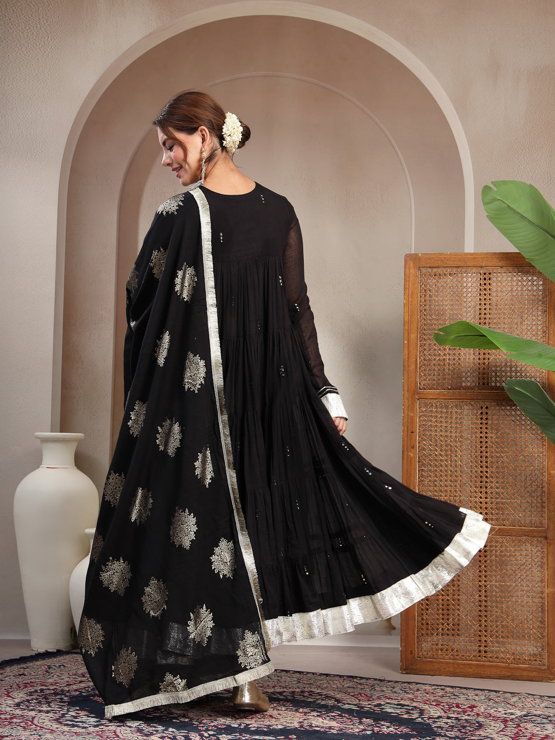 Malmal Calf Length Solid Full Sleeve Key Hole Neck Anarkali Lining Kurta Suit With Dupatta