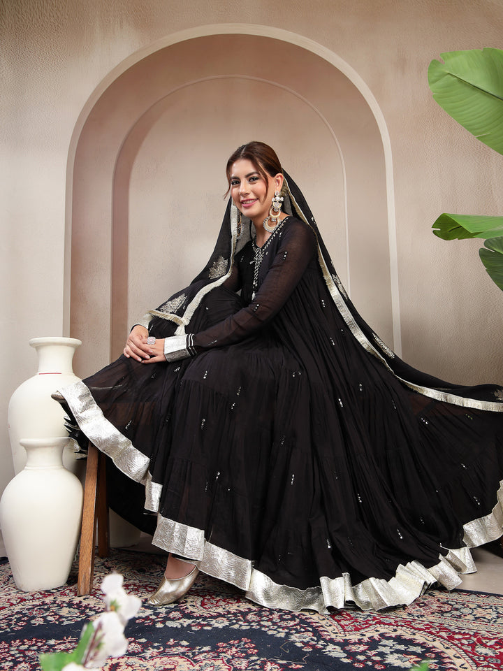 Malmal Calf Length Solid Full Sleeve Key Hole Neck Anarkali Lining Kurta Suit With Dupatta
