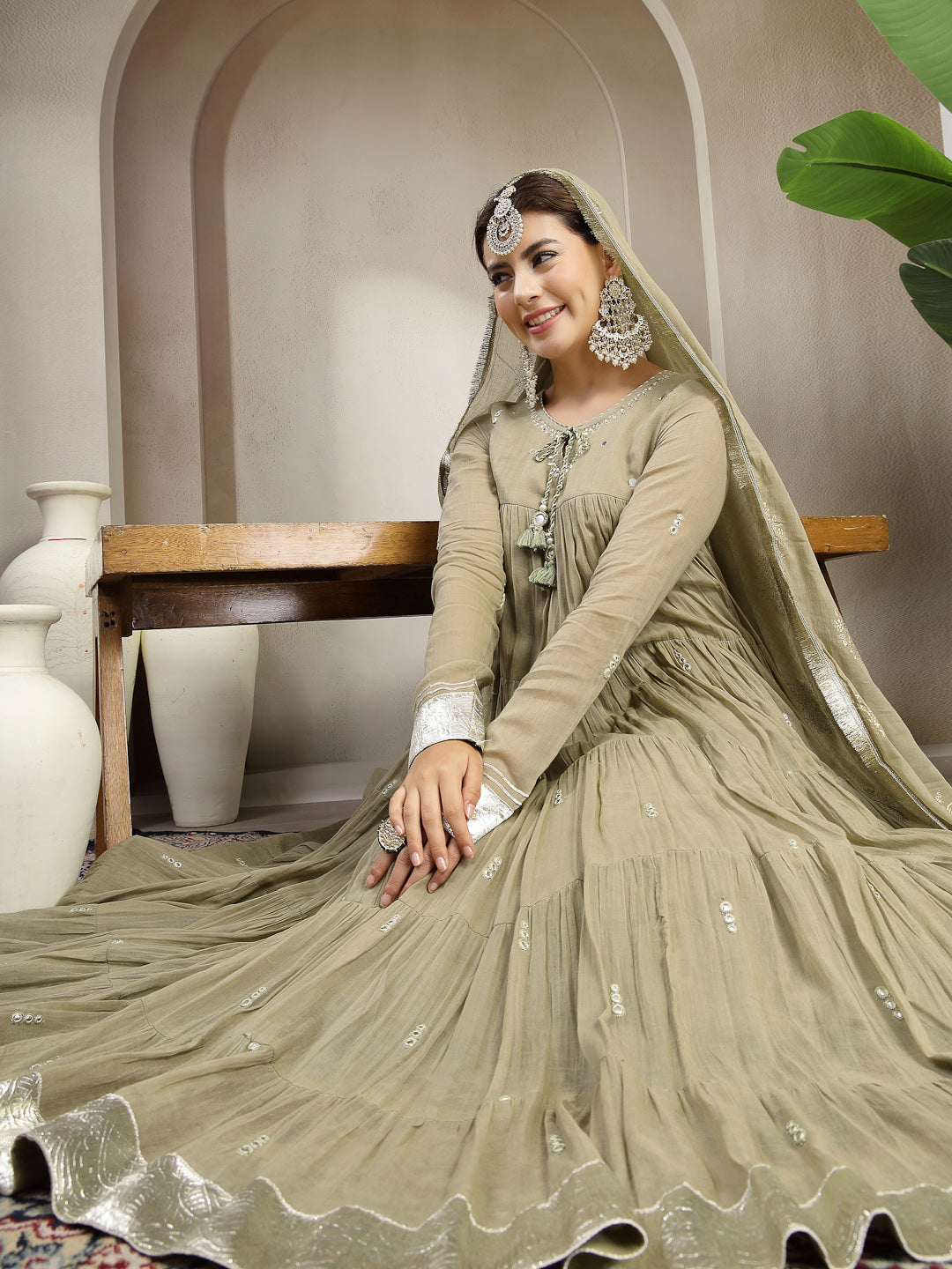 Malmal Calf Length Solid Full Sleeve Key Hole Neck Anarkali Lining Kurta Suit With Dupatta