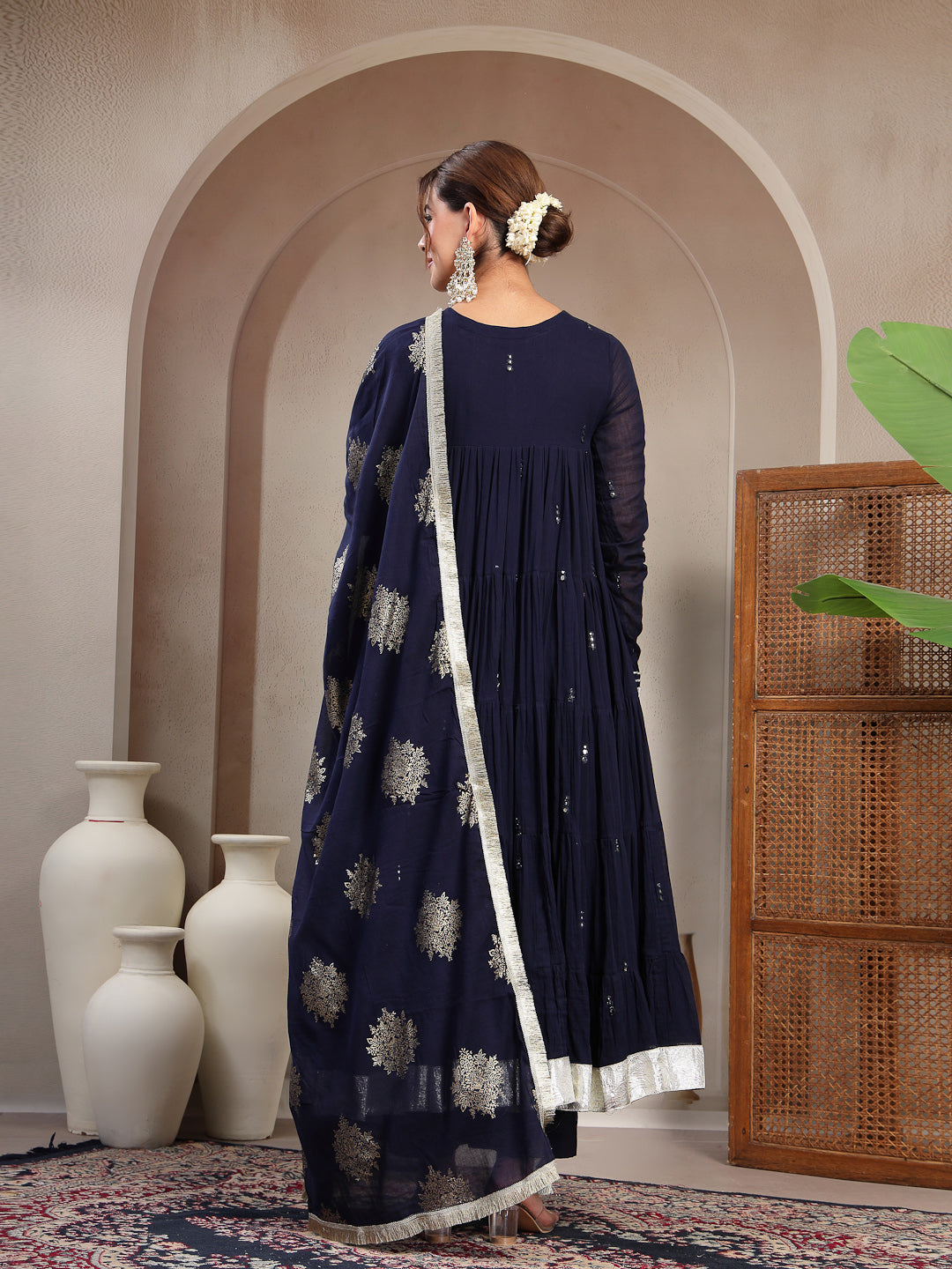 Malmal Calf Length Solid Full Sleeve Key Hole Neck Anarkali Lining Kurta Suit With Dupatta