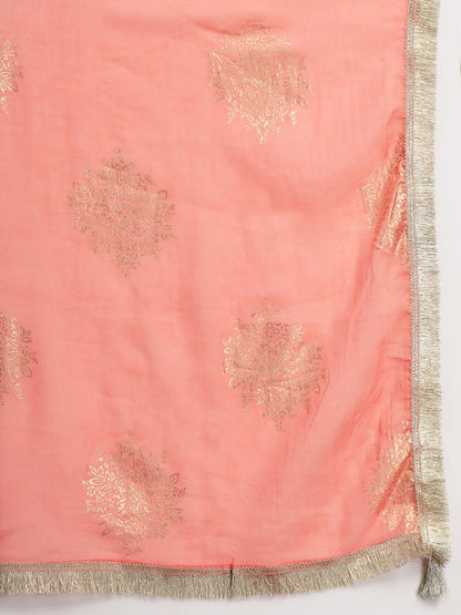 Malmal Calf Length Solid Full Sleeve Key Hole Neck Anarkali Lining Kurta Suit With Dupatta