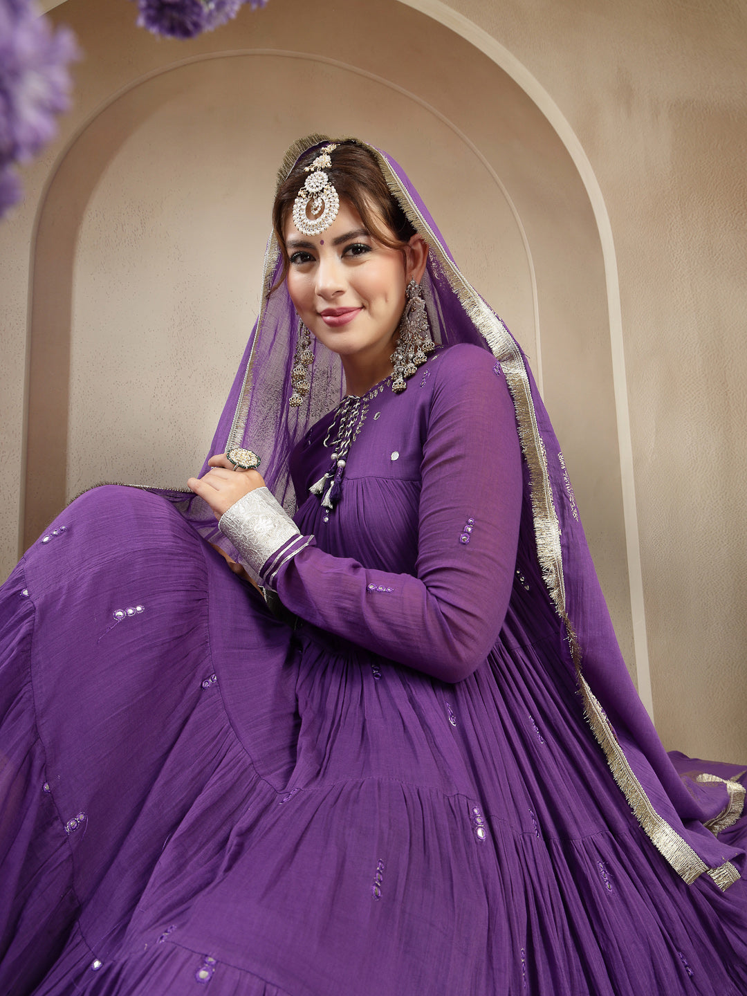 Malmal Calf Length Solid Full Sleeve Key Hole Neck Anarkali Lining Kurta Suit With Dupatta