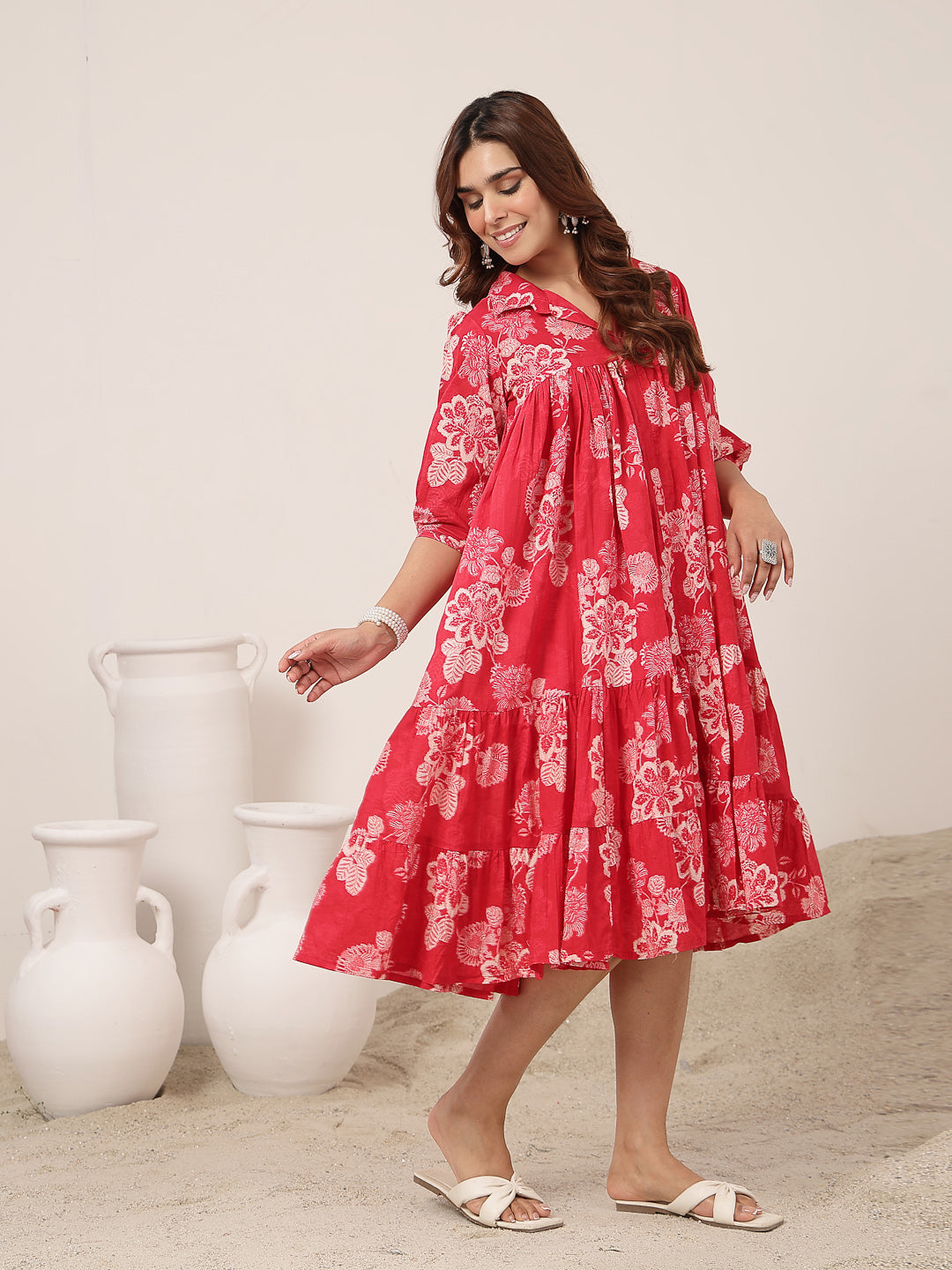 Flared Cotton Printed Dress