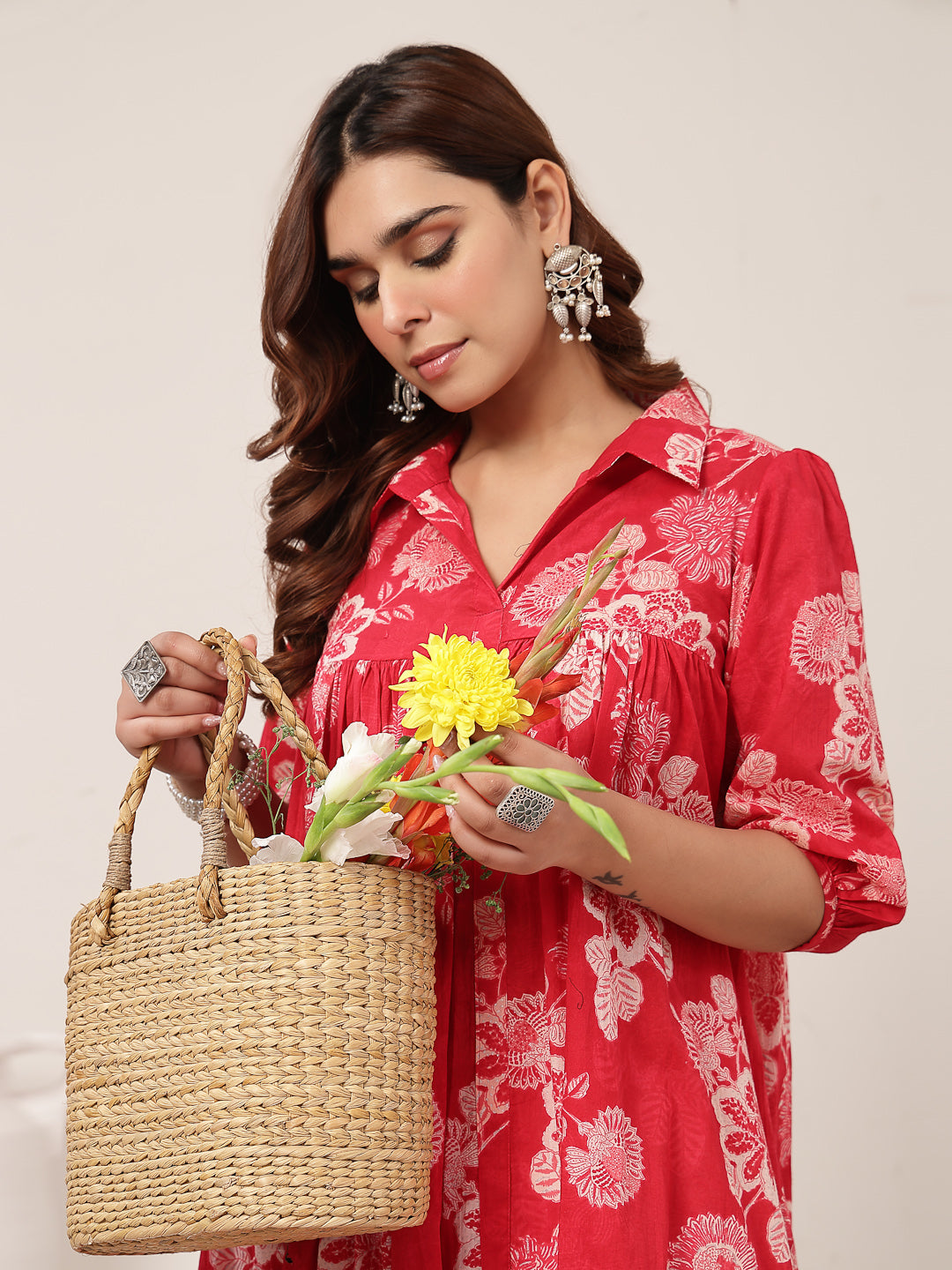 Flared Cotton Printed Dress