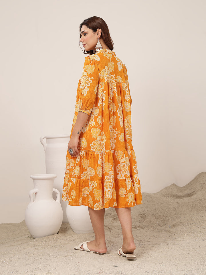 Flared Cotton Printed Dress