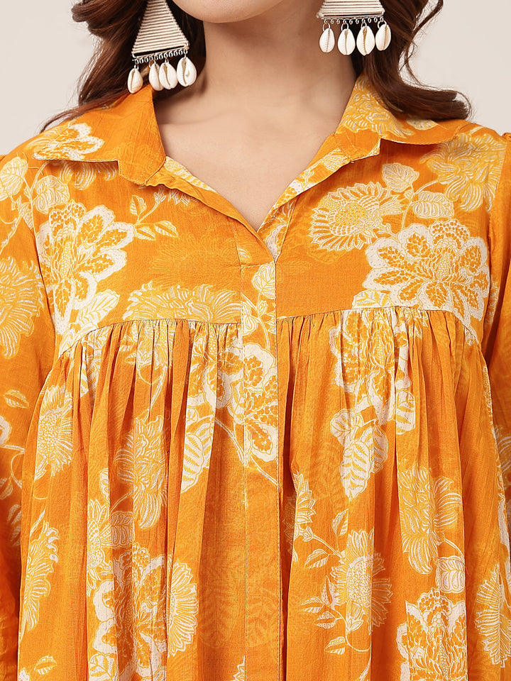 Flared Cotton Printed Dress