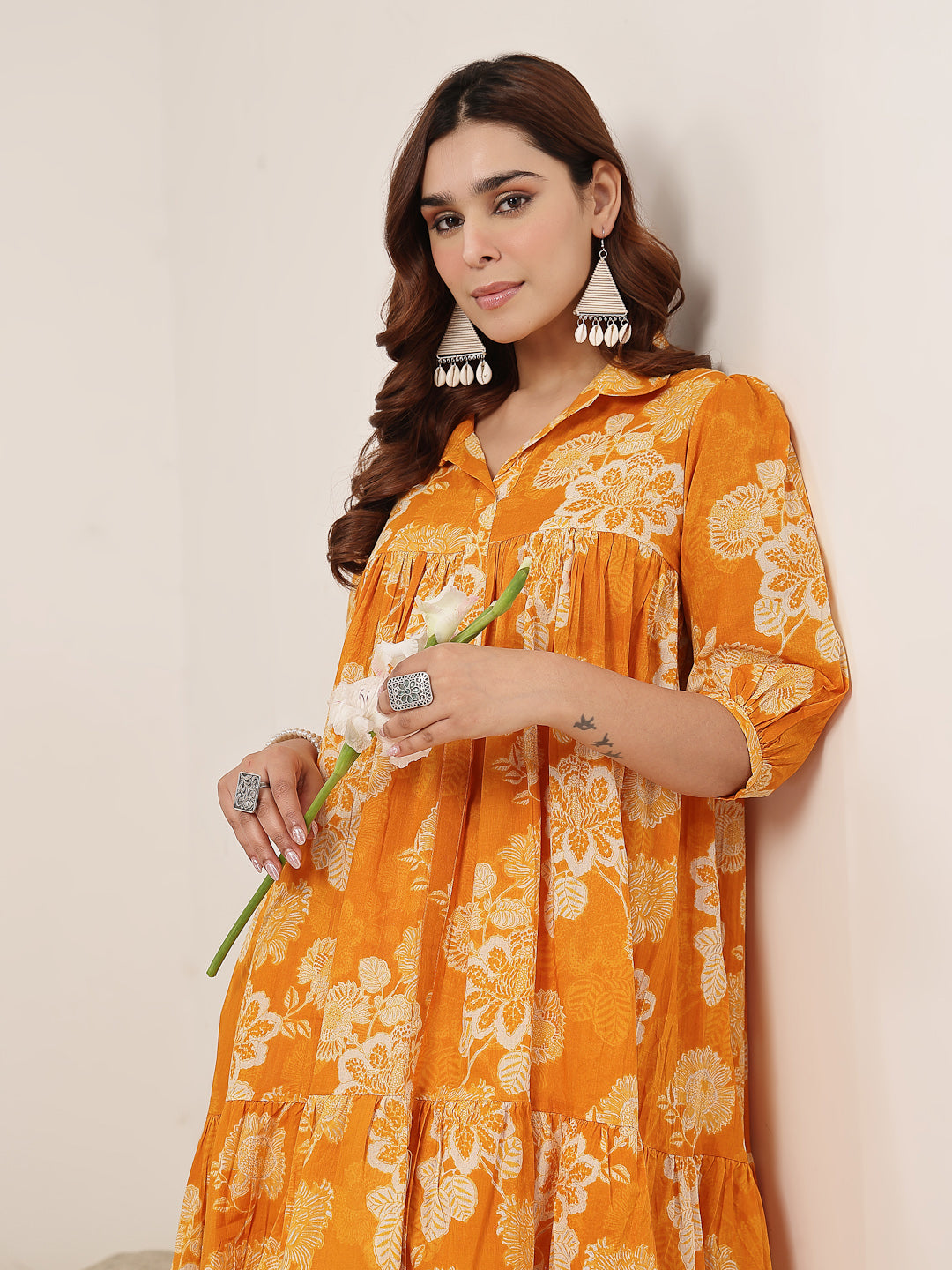 Flared Cotton Printed Dress