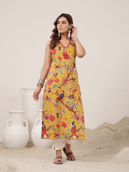 Straight Cotton Printed Kurta