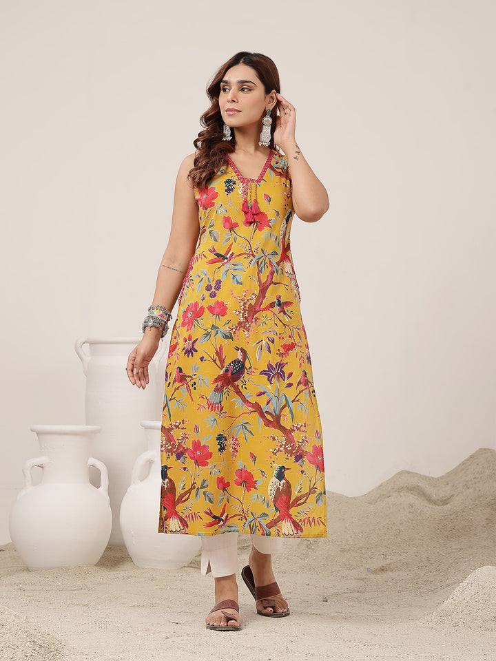 Straight Cotton Printed Kurta