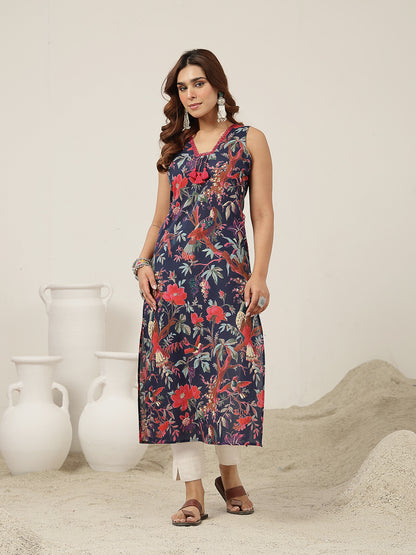 Straight Cotton Printed Kurta