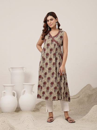 Flared Rayon Printed Kurta