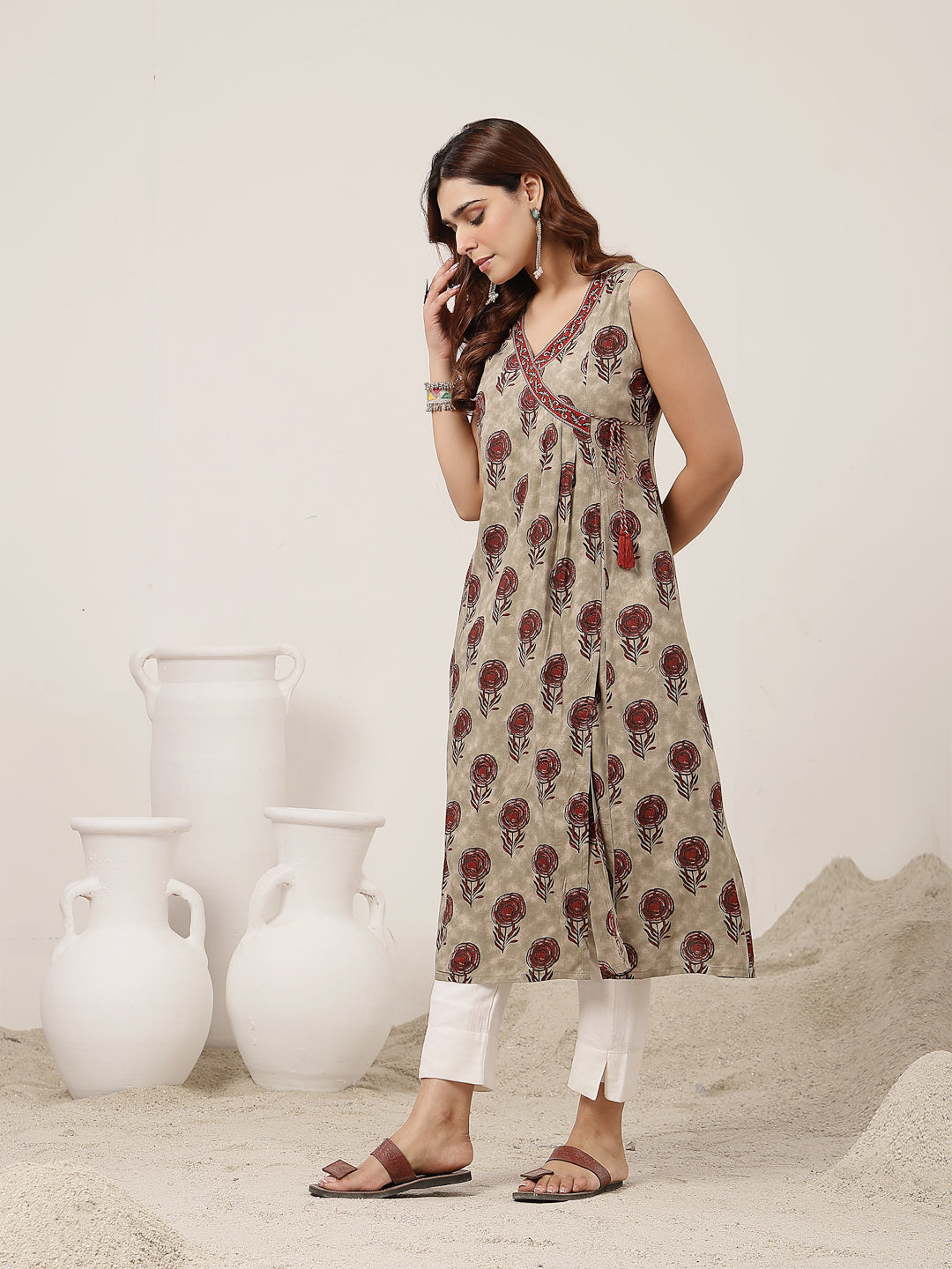 Flared Rayon Printed Kurta