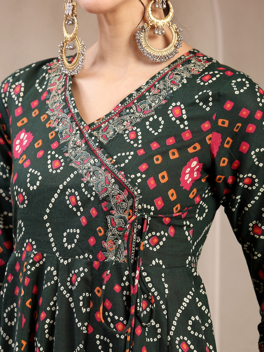 Flared Cotton Printed Kurta Set With Dupatta