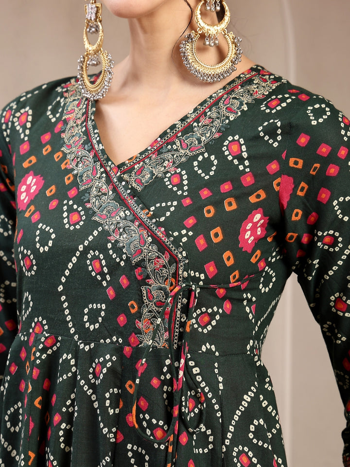 Flared Cotton Printed Kurta Set With Dupatta