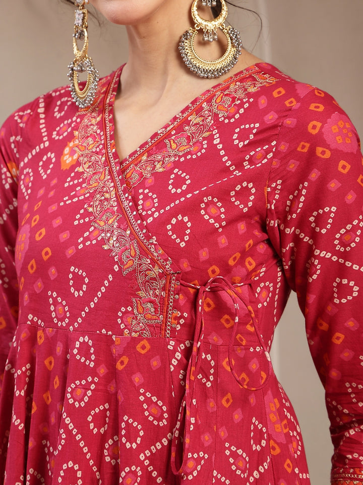 Flared Cotton Printed Kurta Set With Dupatta