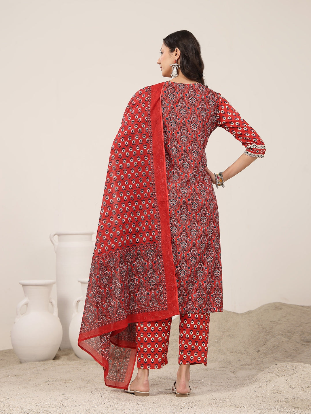 Straight Rayon Printed Kurta Set With Dupatta