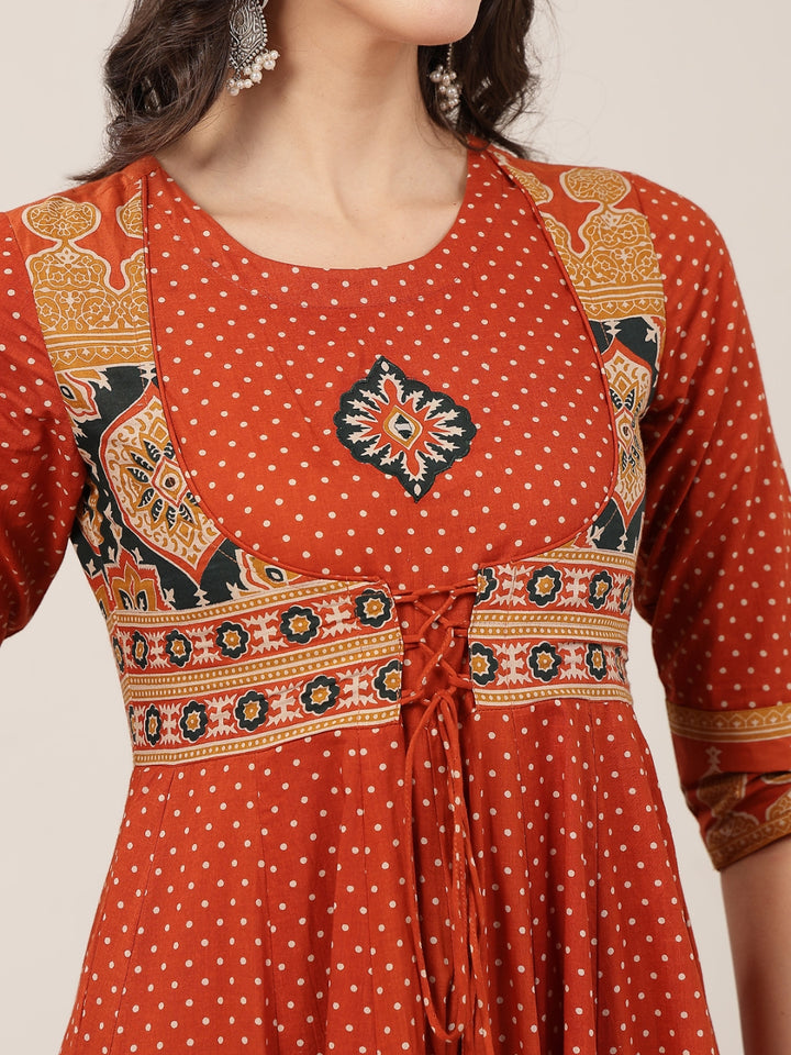 Flared Cotton Printed Kurta Set With Dupatta