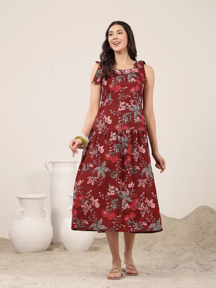 Flared Cotton Printed Dress