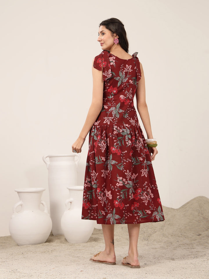 Flared Cotton Printed Dress